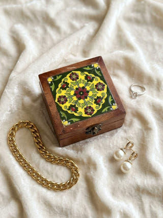 Smriti Wooden Blue Pottery Heirloom Box