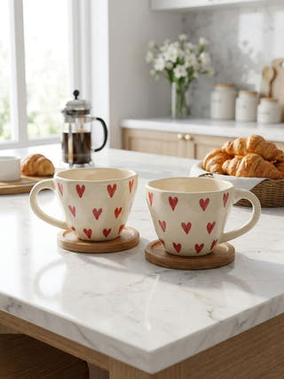 Mi Amour Handcrafted Blue Pottery Mug | Set Of 2