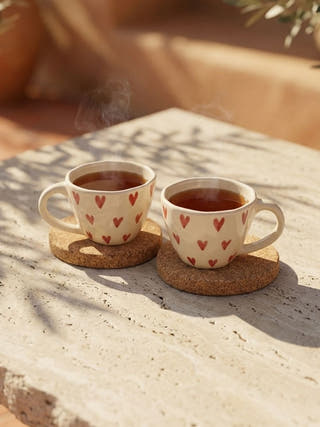 Mi Amour Handcrafted Blue Pottery Mug | Set Of 2