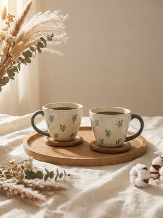 Botanique Handcrafted Blue Pottery  Mug | Set Of 2