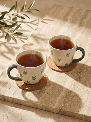 Botanique Handcrafted Blue Pottery  Mug | Set Of 2