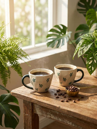 Botanique Handcrafted Blue Pottery  Mug | Set Of 2