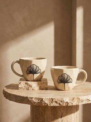 Vana Handcrafted Blue Pottery Mug | Set Of 2