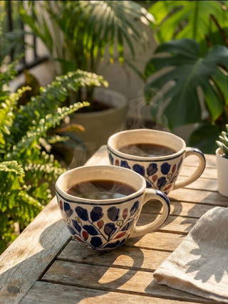 Rang Vatika Handcrafted Blue Pottery Mug | Set Of 2