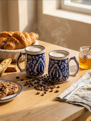 Neel-Kusum Blue Pottery Mug | Set Of 2