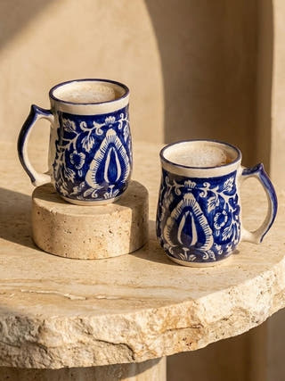Neel-Kusum Blue Pottery Mug | Set Of 2