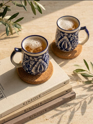 Neel-Kusum Blue Pottery Mug | Set Of 2