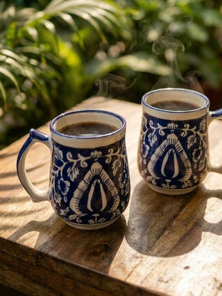 Neel-Kusum Blue Pottery Mug | Set Of 2