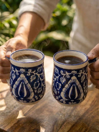 Neel-Kusum Blue Pottery Mug | Set Of 2