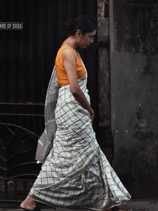 Geometry Check Saree SoulWeaves