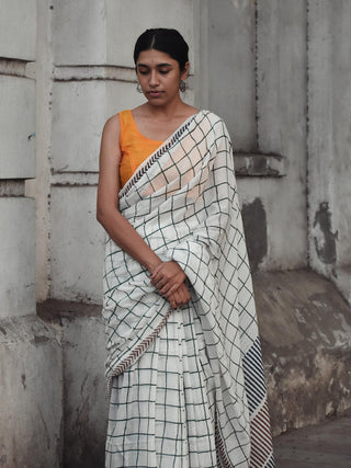 Geometry Check Saree SoulWeaves