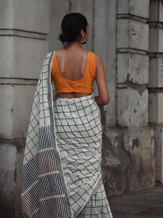 Geometry Check Saree SoulWeaves