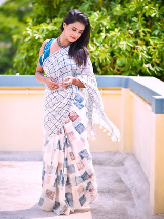 Geometry Square Checks Saree SoulWeaves