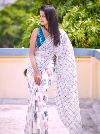 Geometry Square Checks Saree SoulWeaves