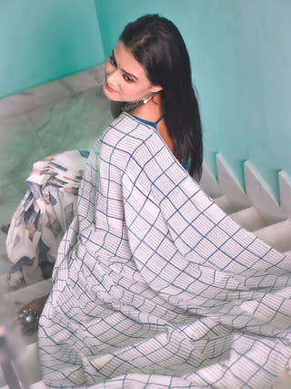 Geometry Square Checks Saree SoulWeaves