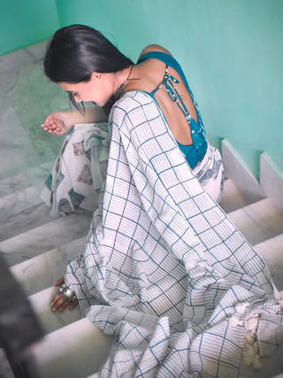 Geometry Square Checks Saree SoulWeaves