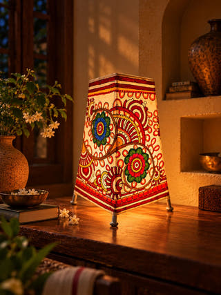 Floral Design Table Lamp - Multicolor