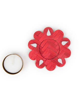 Marigold Handcrafted Bamboo Tea light Holder - Set of 2