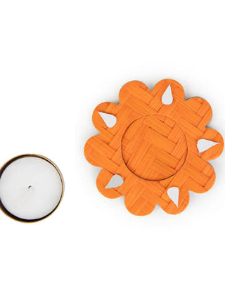 Marigold Handcrafted Bamboo Tea light Holder - Set of 2
