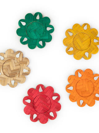 Marigold Handcrafted Bamboo Tea light Holder - Set of 5