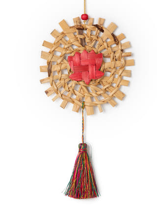 Mandala Lotus Handcrafted Banana & Bamboo Hanging - Set of 2