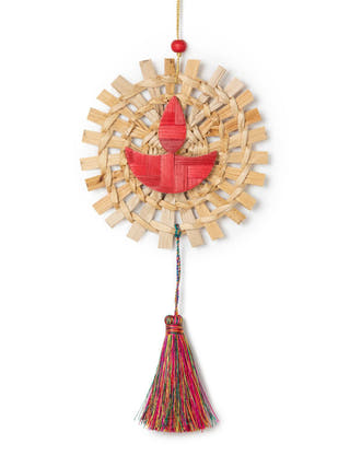 Mandala Diya Handcrafted Banana & Bamboo Hanging - Set of 2