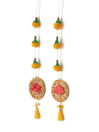 Marigold Lotus Handcrafted Banana & Bamboo Hanging - Set of 2