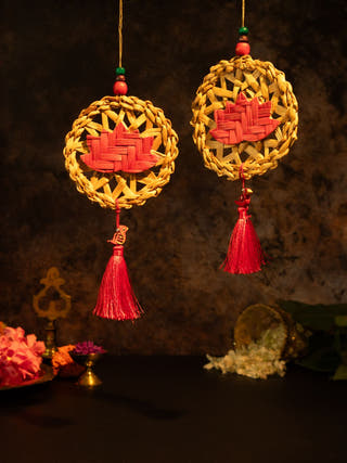 Chakra Lotus Handcrafted Banana Hanging - Set of 2