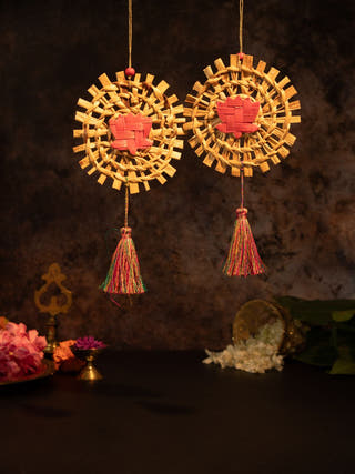 Mandala Lotus Handcrafted Banana Hanging - Set of 2