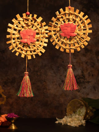 Mandala Lotus Handcrafted Banana Hanging - Set of 2