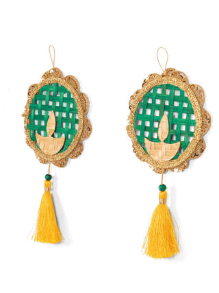 Deepak Handcrafted Bamboo Hanging - Set of 2