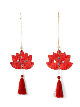 Lotus Handcrafted Bamboo Hanging - Set of 4