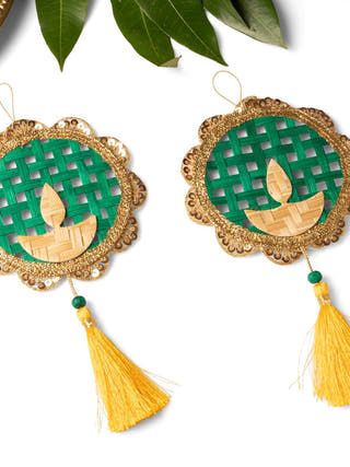 Deepak Handcrafted Bamboo Hanging - Set of 2