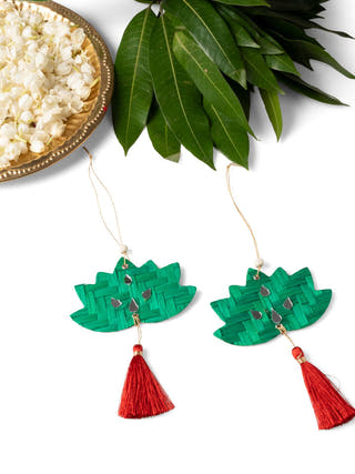 Lotus Handcrafted Bamboo Hanging - Set of 4