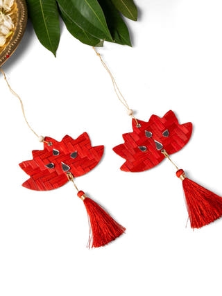 Lotus Handcrafted Bamboo Hanging - Set of 4