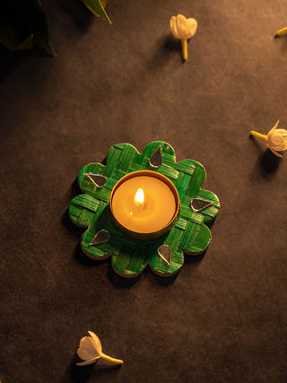Marigold Handcrafted Bamboo Tea light Holder - Set of 5