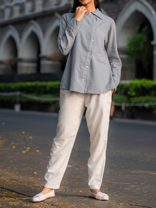 Grey Button-Down Handwoven Shirt Krushnachuda