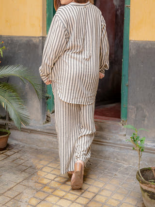 Handloom Striped Shirt Grey Krushnachuda
