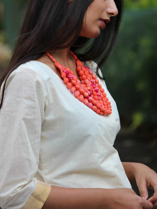Gulmohar Necklace Orange Qurcha