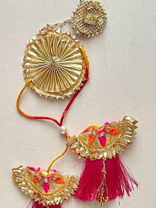 Gulshan Gota Patti Rakhi and Lumba Haathphool Set