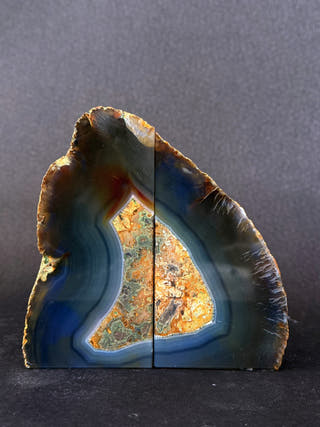 Yellow Agate Bookends Pair