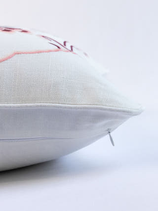 Country Style Multi Embroidered Peach Carnation Granny Cushion Cover