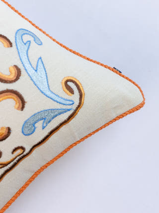 Country Style Multi Embroidered Classic Fountain Cushion Cover