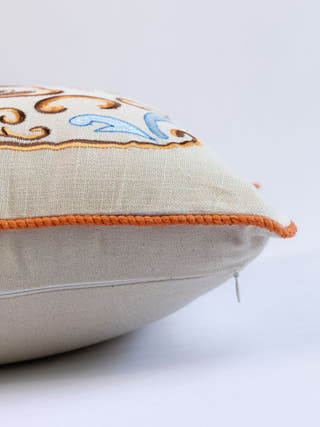 Country Style Multi Embroidered Classic Fountain Cushion Cover