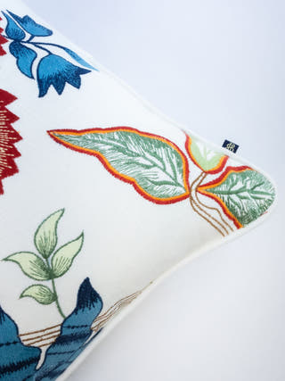 Hamptons Style Multi Embroidered Orange Blossom Cushion Cover