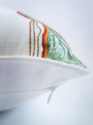 Hamptons Style Multi Embroidered Orange Blossom Cushion Cover