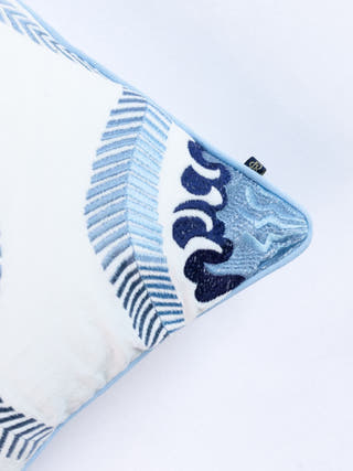 Hamptons Style Multi Embroidered Blue Paisley Cushion Cover