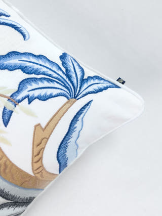 Hamptons Style Multi Embroidered Palm Beach Cushion Cover