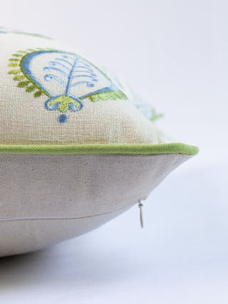 Hamptons Style Multi Embroidered Mint Green Paisley Cushion Cover