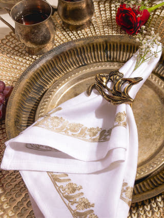 Kasheer Hund Golden Tulip Napkin Ring - Set of 4